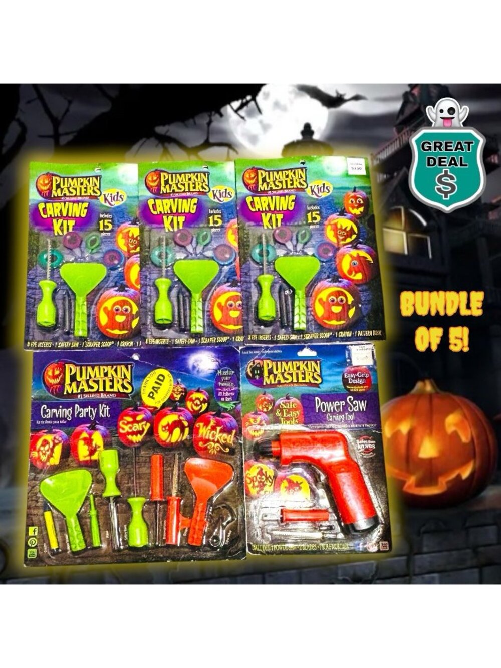 Halloween Pumpkin Masters Carving Kits! Set of 5!